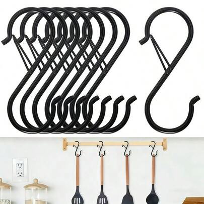 10 móc treo hình chữ S, dùng để treo dụng cụ nhà bếp và thanh tủ, dài 3,54 inch.