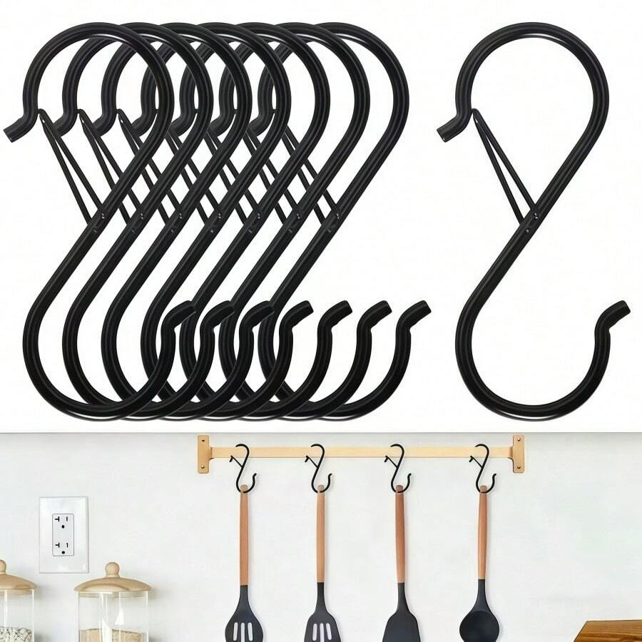 10 móc treo hình chữ S, dùng để treo dụng cụ nhà bếp và thanh tủ, dài 3,54 inch. - Nhiều màu - Xem 1