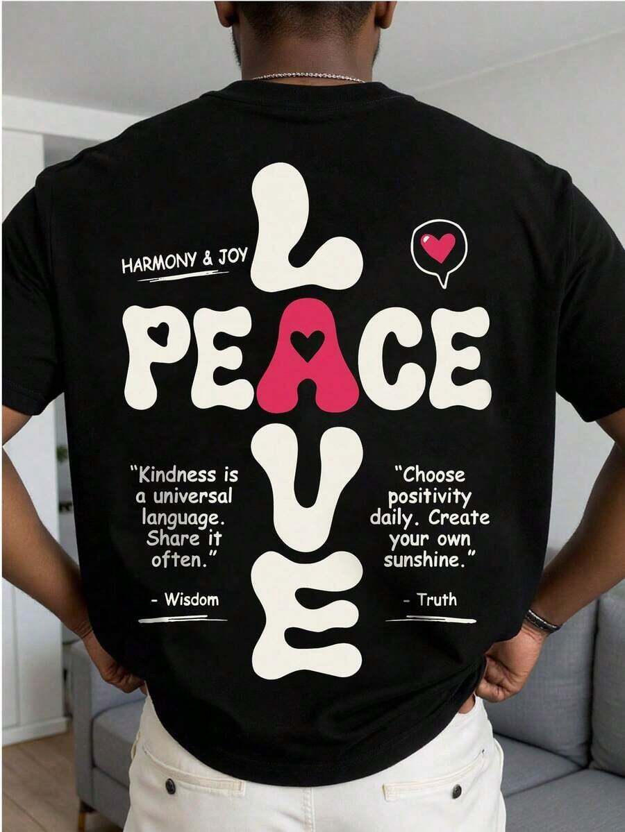 Manfinity Roughcore Men's Casual Short Sleeve Crew Neck T-Shirt With Creative And Versatile Playing Card Graphic Design - 黃色 - 查看 1