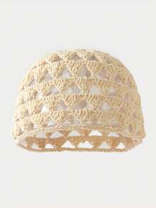 1pc Women's Fashion Hollow Out Lightweight Handmade Crochet Beanie Hat, Suitable For Boho Style Daily Wear, Spring/Autumn - A - View 3