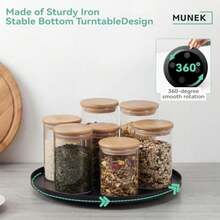 Metal Lazy Susan Organizer 9" Rotating Spice Rack Turntable Organizer Black 1 Tier Spinner Sge For Kitchen Countertop And Cabinet - màu đen - Xem 3