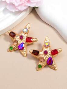 Khuyên tai thiết kế hình sao biển độc đáo, phong cách thường ngày đi biển, cá tính, phong cách Mỹ, khuyên tai cá nhân hóa. - Nhiều màu - Xem 3