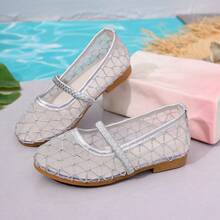 1 par de zapatos tipo Mary Jane de estilo hada, con malla, transpirables y sin sensación de ahogo para el verano, zapatos planos y versátiles de fácil deslizamiento - Plateado - Ver 12