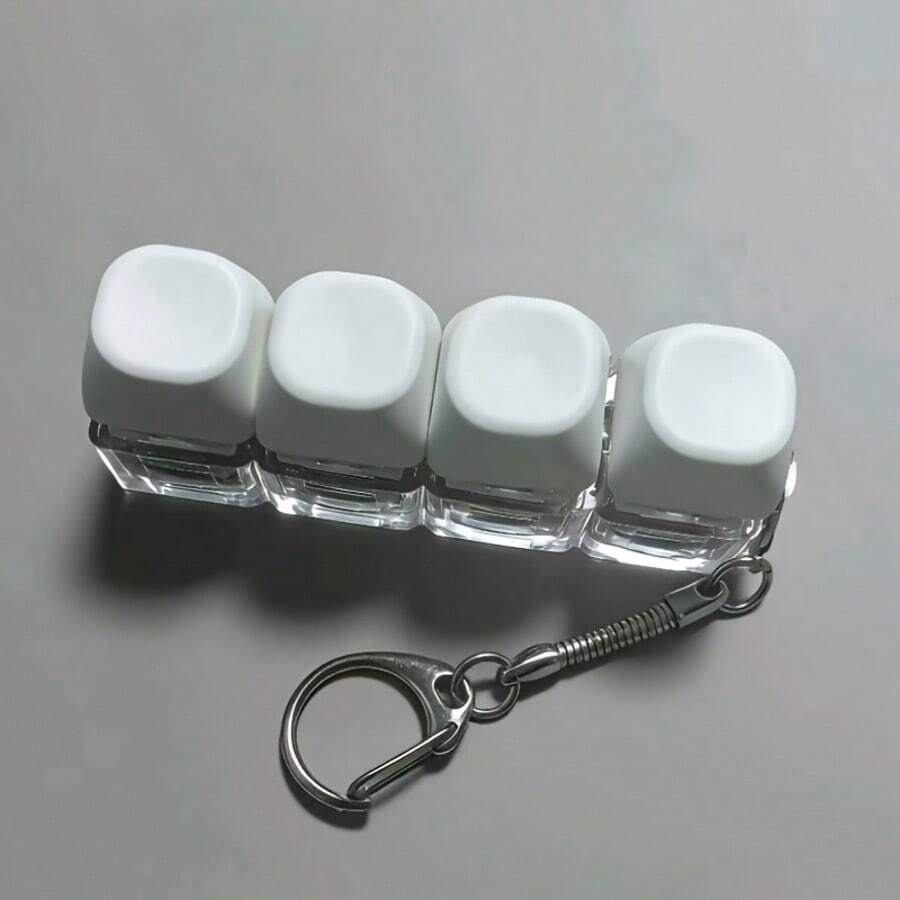 Tecla redonda blanca pura con botón de descompresión, base transparente, botón de escritorio de oficina, colgante para llavero - Multicolor - Ver 1
