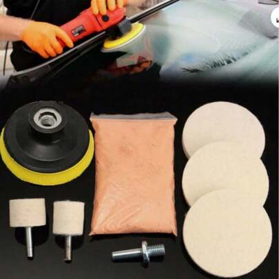 8 Pack Cerium Oxide Glass Polishing Kit Windscreen Scratch Remover+Felt+3" Pad