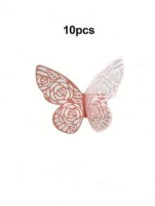 10/30pcs Rose & Butterfly Laser Cut Paper Napkin Rings, Elegant & Beautiful, Suitable For Dinner Dates, Weddings, Parties, Banquets, Tablescapes, And Restaurant Celebrations - A - View 14