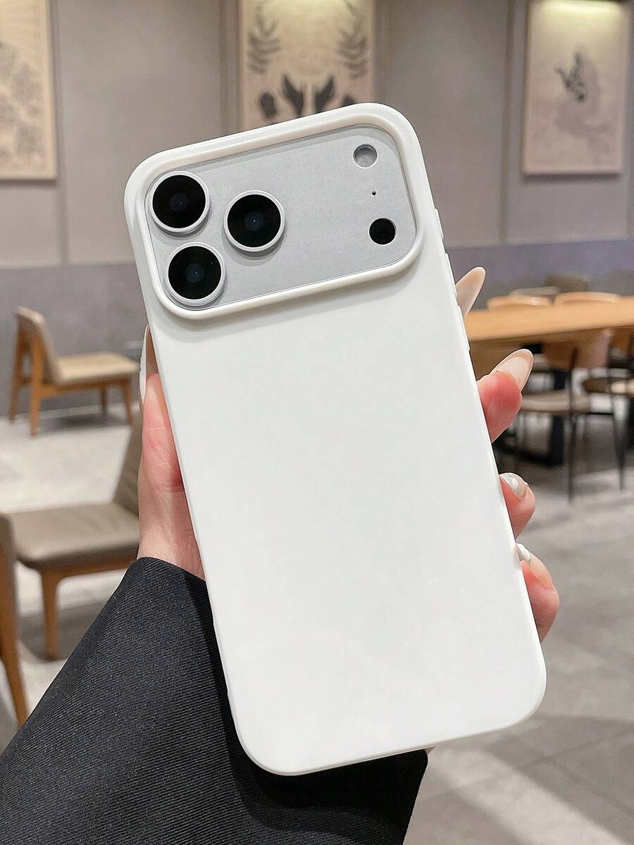 Large Hole White Candy Simple Solid Color Phone Protective Case Frosted Creative Anti-Fall Phone Case Compatible With IPhone 11 12 13 14 15 16plus 13promax XR 16 14plus 14promax 13pro Mini - White - View 1