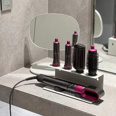 Organizador de herramientas de peinado de hierro fundido independiente - Estantería de cubos pintada con soportes para accesorios, apta para secador de pelo y rizadores, para uso en baño, salón y hogar - Estantería de almacenamiento multipropósito de 1 repisa