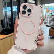 Pink Magnetic Transparent Shock-Proof Protective Phone Case, Compatible With IPhone 17 Pro Max, 16, 15, 14, 13, 12, 11 Pro Plus Max, Mini 7, 8, SE, 16e, 7P, X, XR, Xs Max, Shock-Proof Protective Cover, Compatible With Samsung S25 Ultra, S24 Ultra, S23 FE, S22+, Spring Pastel Gift Easter Anniversary - 粉色 - 查看 4