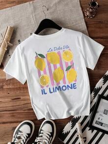 Spring & Autumn New Arrival Graphic Print Round Neck Loose Casual Women Top Tee, Suitable For Daily Wear And Home, Machine Washable White Summer - White - View 4