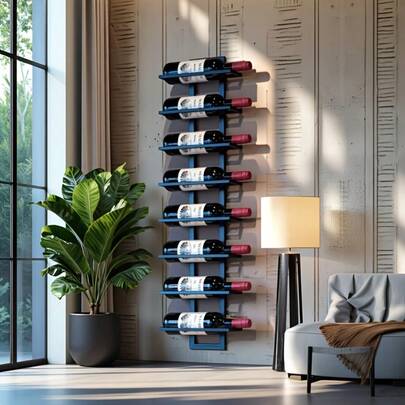 8-Piece Metal Wall-Mounted Wine Rack - Heavy-Duty Iron Wine Bottle Holder With Modern Black Frame And Wine Storage Function - Space-Saving Vertical Wine Cellar Design, Suitable For Restaurants - Installation Compatible With 8 Bottles (Wine)
