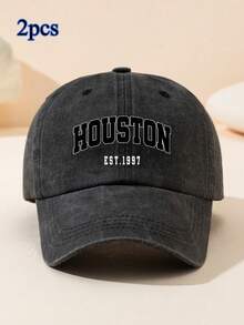 Mũ lưỡi trai unisex in chữ Houston, kiểu dáng thường ngày, cá nhân hóa, phổ biến, có thể điều chỉnh kích cỡ, phù hợp cho mùa xuân, hè, thu, đông, đi biển, nghỉ lễ. - mũ bóng chày đã giặt - Xem 12