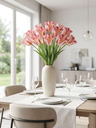 12/6/3/1pcs 3D Parrot Tulip Artificial Flowers, Lifelike Decorative Fake Tulips With Long Stems, Suitable For Home, Office, Wedding, Desk Decor, Decoration For Room, Dining Room, Kitchen, Living Room, Bedroom, Also Great For Birthday, Valentine''s Day, Mother''s Day, Father''s Day And Graduation Gifts