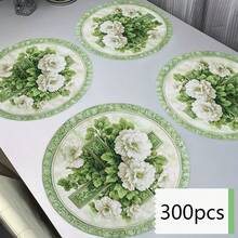 Vintage Green Floral Round Placemats, Elegant & Premium, Available In Multiple Specifications, Size 14.17in (36cm) In Diameter. 100% Polyester, Machine Washable, Hand Washable And Dry Cleanable, Non-Slip & Heat-Resistant, Ideal For Daily Dining, Home Decor, Infusing Vintage Natural Atmosphere Into Your Table, A Top Choice To Elevate Your Home Style. - Multicolor - View 19
