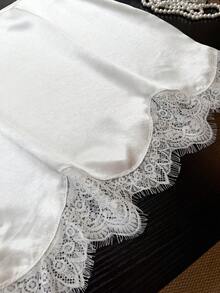 Women's Solid Color Contrast Lace Skirt White Spring - White - View 11