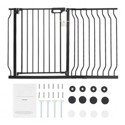VEVOR Baby Gate, 29.5"-46.4" Extra Wide, 30" High, Dog Gate For Stairs Doorways And House, Easy Step Walk Thru Auto Close Child Gate Pet Security Gate With Pressure Mount Kit And Wall Mount Kit, Black