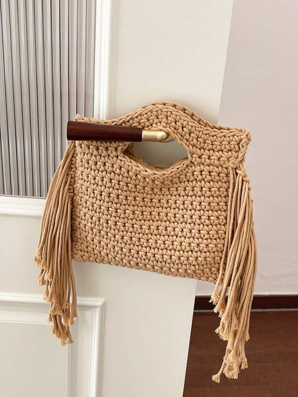 2026 Neue gestrickte Tasche für Frauen, Retro Lässig Geflochtene Tasche, Mode Minimalistische Strandtasche für den Urlaub