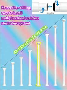 1 thanh treo rèm siêu dài bằng thép không gỉ, dùng làm thanh treo rèm cửa, thanh treo quần áo, thanh treo rèm tắm, thanh căng, giá phơi đồ, thanh treo rèm, thanh có thể kéo dài, thanh phơi quần áo, giá đỡ thanh, thanh sắp xếp đồ dùng nhà bếp, vách ngăn phòng màu đen, thanh treo rèm lò xo, thanh treo rèm tắm lò xo, không cần khoan, thanh treo vách ngăn phòng tắm có thể điều chỉnh. - Nhiều màu - Xem 28