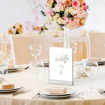 Khung ảnh acrylic màu bạc 5x7 inch, khung ảnh hai mặt màu bạc 5x7 inch dùng làm giá đỡ thực đơn, giá đỡ số bàn tiệc cưới, khung ảnh Giáng sinh kèm miếng dán có thể tháo rời - 3 gói