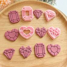 4 Pcs Geometric Minimalist Elegant Clay Cutters, Ideal For Beginner, Delicate Pattern Design, Handmade Jewelry Mold, Fashionable Artistic Clay Cutting Molds - Pink - View 2