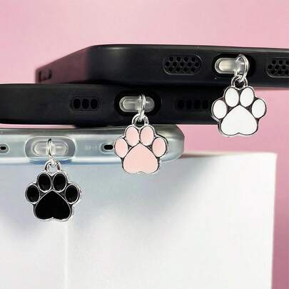 Nút bịt bụi điện thoại hình móng mèo dễ thương, phụ kiện mặt dây chuyền hợp kim, nút bịt cổng sạc (3 cái).