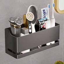 1pc Bathroom Toothbrush Toothpaste Comb Holder Wall Mount Organizer Rack For Toilet Vanity Shaver, No Drilling Required - Multicolor - View 8