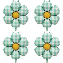 4个哑光格子雏菊铝箔气球，适用于婚礼、春季派对、生日派对、母亲节、夏季派对、毕业典礼装饰和拍照道具 - 查看 8