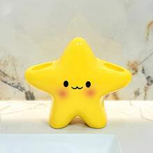 1/2 piezas Soporte para cepillo de dientes con estrella linda, soporte para cepillo de dientes estilo pareja, estante de alta calidad para almacenamiento de pasta de dientes y cepillo de dientes, organizador de cepillo de dientes para baño - Amarillo - Ver 4