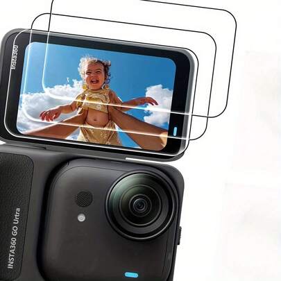 Bộ 3 miếng dán màn hình cường lực bảo vệ camera, phù hợp với Insta360 Go Ultra | Độ cứng 9H, HD, trong suốt, chống trầy xước, chống bám vân tay, không bọt khí