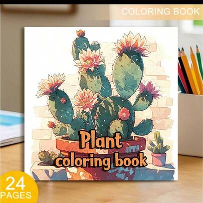 Sách tô màu cây cỏ phiên bản cao cấp nâng cấp, 24 trang (giấy dày 120gsm), thích hợp cho người lớn thư giãn, sum họp gia đình và trang trí ngày lễ (Lễ Phục Sinh, Lễ Tạ Ơn, Giáng Sinh, Năm Mới, Ngày Valentine), sách tô màu đơn sắc mini dành cho người lớn, giải trí sáng tạo, thiết kế dễ thương, hình minh họa nghệ thuật, giấy mịn chất lượng cao, sổ phác thảo mini, họa tiết vẽ tay.