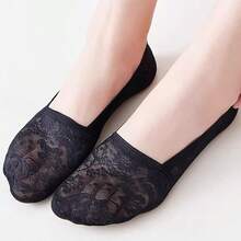 1/5/10 Pairs Women's Fashionable New Lace Flower Invisible Non-Slip Soft Boat Socks For Summer - Multicolor - View 19