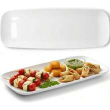 Rectangle White Serving Tray (2-Pack) - 17.5 Disposable Serving Platter Appetizer, Fruits Serving Dishes Plastic Tray Party Serveware - 白色 - 查看 1