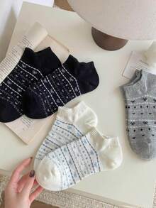 5/1 Đôi tất nữ cổ ngắn dễ thương, tất không lộ cổ, họa tiết sọc nơ và trái tim ngọt ngào, tất cổ thấp màu pastel, tất mềm mại thoáng khí, thoải mái, dễ chịu khi mặc hàng ngày, phong cách thời trang Hàn Quốc, cỡ 36-40, phù hợp mọi mùa, tất ngắn nữ xuân hè thu, tất ngắn thoải mái cho nữ - Nhiều màu - Xem 6