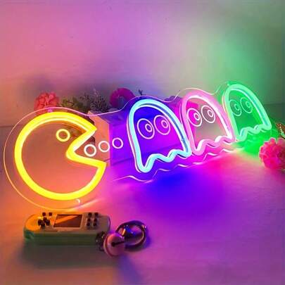 1 đèn neon, biển hiệu neon trang trí kiểu arcade cổ điển có cổng USB/công tắc, thích hợp cho phòng chơi game, phòng giải trí, quà sinh nhật, Halloween, Giáng sinh, bán trực tiếp từ nhà máy, có thể tùy chỉnh.