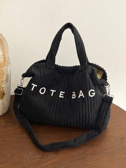 Large Capacity Corduroy Tote Bag, Women's New Winter Fashion High-Quality Commuter Shoulder Bag