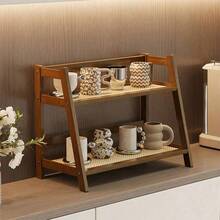 1pc Vintage Floor-Standing Desktop Storage Rack, Sturdy Weight-Bearing Double-Layer Desktop Storage Rack, Suitable For Home Living Room, Entryway, Kitchen Countertop And Bathroom, Can Store Teacups, Coffee Cups, Cosmetics And Perfumes - Multicolor - View 3