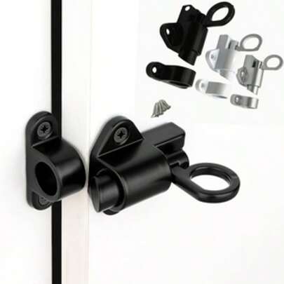 Bộ 2 khóa cửa lò xo, chốt tự đóng, khóa cửa tự động, khóa an ninh có vòng kéo lò xo, chốt cửa bật lại, khóa chốt trượt kèm vít cho cửa ra vào, cửa sổ, khóa cửa trong nhà, khóa cổng vườn.