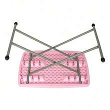 Mesa Plegable de Plástico 76x50cm con Altura Ajustable - Ideal para Exteriores, Color Rosa - Blanco - Ver 3
