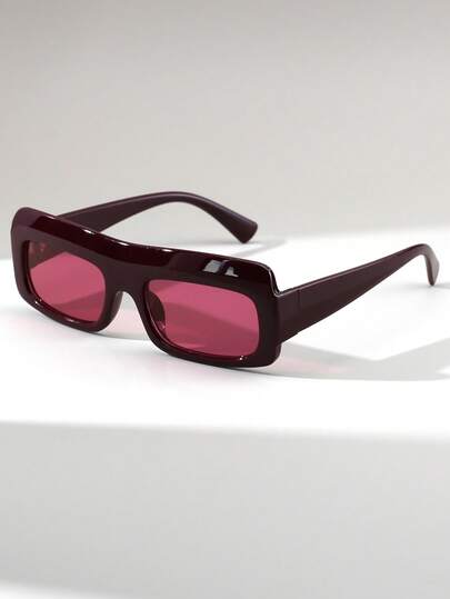 1 Pair Women's Thick Rectangular Y2K Versatile Street Style Fashion Fashion Glasses, Suitable For Beach & Vacation