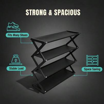 4-Tier Minimalist Shoe Rack, Space-Saving Storage, Shoe Cabinet, Entryway, Multi-Layer Storage Shelf, Dorm/Apartment, Easy Assembly, Shoe Organizer