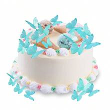 38pcs/114pcs Paper Butterfly Cake Toppers, Wedding Holiday Birthday Party Dessert Decorations, Multicolor Insertable 38pcs - Green - View 4
