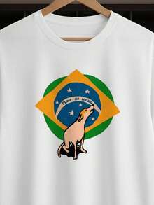 Stylish Sports T-Shirt For The Brazil World Cup Fans - Road To The Hexa (Brazil's Sixth World Cup Title) - Caramel Color - Short Sleeve - Men's/Women's - 100% Cotton - Casual - Crew Neck - 白色 - 查看 2