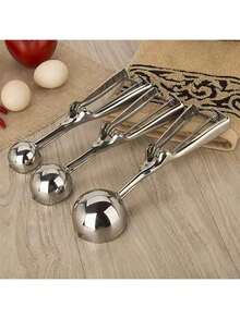 1pc/3pcs Stainless Steel Ice Cream Spoon, Ice Cream Scoop, Kitchen Tool, Fruit Spoon, Dessert Spoon - Multicolor - View 2