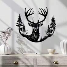 1 pièce Décoration murale en forme de cerf de forêt, sculpture décorative murale, décoration de cerf de forêt, panneau de cerf personnalisé, sculpture décorative murale, cadeau pour les chasseurs, panneau de chasse, panneau décoratif pour meubles, décoration extérieure, décoration d'hôtel - Multicolore - Voir 2