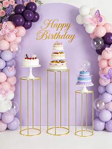 1/3 Pcs Gold Metal Tall Cake Stands Set, Round Pedestal Display Riser Stands With Smooth Edge, Suitable For Dessert Table Decoration, Party, Wedding, Birthday, Baby Shower, Holiday Celebration, Durable And Elegant Display Holder For Cakes, Cupcakes, Desserts - Gold - View 6