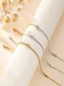 Vòng tay vàng hình nút thắt dành cho nữ - Vòng tay vàng/vàng trắng hình nút thắt, vòng tay vàng nhỏ nhắn dành cho nữ, không bị xỉn màu, chống thấm nước, trang sức dành cho nữ, quà tặng cho nữ. - Vòng tay nút thắt vĩnh cửu - Xem 2