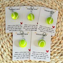 5/2/1pcs Cute Tennis Ball Keychain Pendant With Inspirational Quote, Suitable For Birthday, Mother's Day, Father's Day And Sports Events, Inspirational Mini Souvenir Gift - View 8