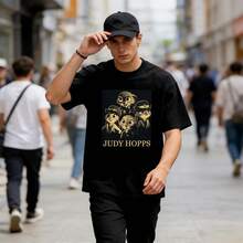 Judy Hopps  Vintage Bootleg Shirt  Retro 90s Style Cartoon Fan Tee  Graphic All Size Black Round Neck Unisex Fashion T Shirt - 黑色 - 查看 4