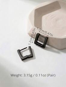 1 Pair Geometric Square Women's Earrings, Stainless Steel Waterproof Hypoallergenic Earrings, Women's Gold Minimalist Luxury Geometric Square Block Polished Ear Clips, Suitable For Daily Commute, Workplace, Dating, Romance, Friends Gathering, Party, Vacation, Matching With Suits, Shirts, Dresses, T-Shirts, Eid, Valentine's Day, Mother's Day, Birthday Gift For Girlfriend - Multicolor - View 5