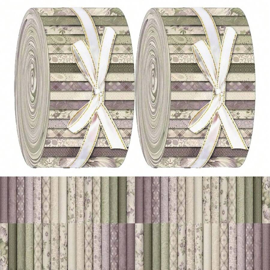 40 Piezas De Tela Patchwork Precortada En Elegantes Combinaciones De Colores Con Patrones Vintage, De 6.5 X 50 Cm (2.55 X 19.7 Inch). Kit De Costura Adecuado Para Costura A Mano, Patchwork, Confección De Muñecas, Adorno De Bolsos Y Decoración Del Hogar. Lavar A Mano Solamente. Ideal Para Proyectos De Costura DIY, Perfecto Para Principiantes Y Profesionales Por Igual. - 40 unidades - Ver 1
